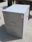 A two drawer Escoline metal filing cabinet with key, 47 x 62 x 70cm.