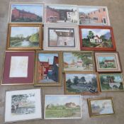 A large quantity of original paintings of various scenes in Milton Keynes, mostly Stony Stratford,