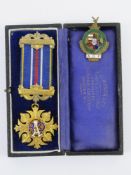 A HM silver Masonic RAOB Old Comrades Lodge No 2312 breast jewel medal in presentation box by L
