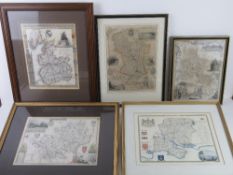 Maps; Oxfordshire 'engraved by James Bingley' 26 x 20cm, framed, together with Derbyshire,