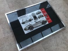 A vintage framed AC Cobra technical specifications sheet. Frame measuring 64 x 48cm.