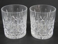 A pair of Stuart Crystal cut glass whiskey tumblers.