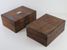 A Victorian workbox having Mother of Pearl and boxwood inlays, 30cm wide,