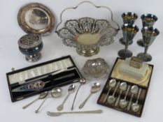 A HM silver napkin ring together with a white metal pin tray, no apparent hallmarks,