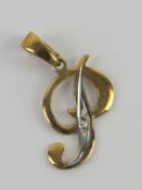 A 9ct gold pendant in the form of a 'P', stamped 375, 2cm inc bale.