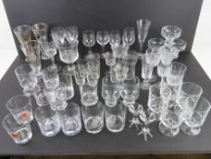 A large quantity of assorted glassware including a pair of pink and green lemonade goblets,