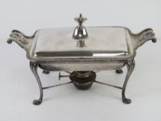 A fine vintage silver plated presentation serving dish with burned beneath,