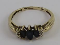 A 9ct gold sapphire and diamond ring,