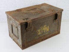 A vintage metal ammo tin having stencill