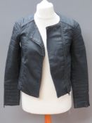 All Saints; an 87% cotton biker style jacket, size 10, approx measurements; 33