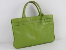 Laura Ashley; a lime green leather handbag approx 33.5cm wide.