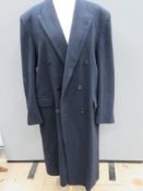A wool and cashmere navy blue men's coat made for Selfriges by Vallombrofa Italy, chest 42