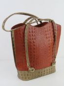 A vintage Italian leather faux crocodile skin handbag approx 31cm wide.
