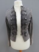 A cotton velvet jacket size 12 military style, approx measurements; chest 37