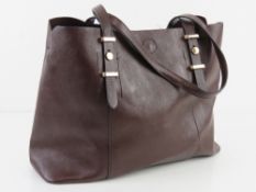 A brown soft tote bag approx 34cm wide.