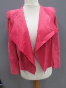 A hot pink leather jacket designed by Twiggy for M&S size 10 approx measurements; chest 34