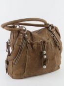 A brown leather handbag by Dorella having suede lining, some pen marks noted to lining,