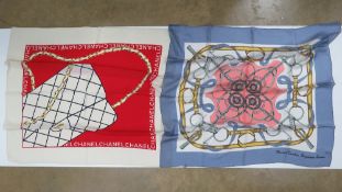 A silk scarf by Marcel Drucker Signature Series having a horse snaffle and bridle pattern,