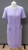A lilac skirt suit by Barry Sherrard, size 12, comprising skirt and belted jacket.