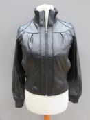 A black leather bomber jacket size 10, approx measurements; 36