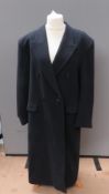 Pierre Cardin; Italian made wool and cashmere men's coat in black, approx measurements; 46