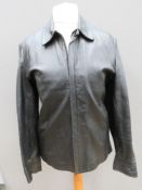 A men's leather jacket by Vali London size M in black, approx measurements; chest 43