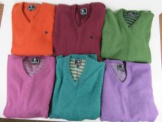 Six men's 80% lambs wool jumpers by John Partridge size M.