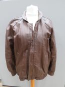 A vintage brown leather men's bomber jacket, approx measurements; 46