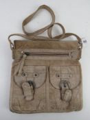 A suede genuine leather handbag by Fenland Warley England approx 27cm wide.