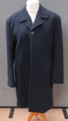 An 80% wool navy blue coat by British Country Classics, approx measurements; 44