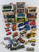 A collection of scale model vehicles inc Corgi Tramway Classics Leeds tram, Mobil, Bentley 4.