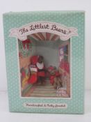 A diorama featuring two hand crafted jointed 'The Littlest Bears' by Gund.