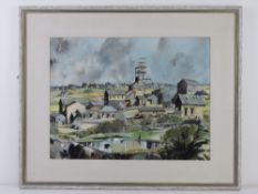 Watercolour; industrial scene 'Geevor Tin Mine Trewellard near St Justin Cornwall' by Brian Short,