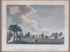 Coloured steel engraving of Waverley Abbey Surrey. Dated April 6th 1776. 16.5 x 12.
