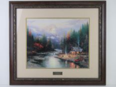 A library edition print 'End of Perfect Day II' by Thomas Kinkade, sight size 49 x 39cm.