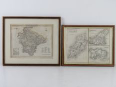 Maps; 'Isle of Man. Gurnsey, Jersey.' Engraved by S Hall, hand coloured, framed 29 x 22.5cm.