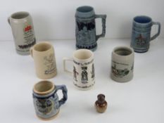 An Irish made blue and green glazed tankard having hunting scene upon together with a Lambeth type