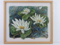 A framed felt work titled Water Nymph by Deborah Poole, framed and mounted, 49 x 56cm.