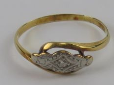 A vintage diamond illusion set platinum ring, the band being yellow metal and marked (worn)? & Plat,