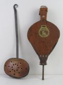 A pair of fireside bellows with applied horse brass, measuring 49cm in length. Together with a