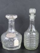 An HM silver Whiskey decanter label together with a Victorian cut glass decanter, associated stopper