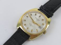 A c1960-70s Paul Jobin of Switzerland automatic wristwatch on black leather strap.