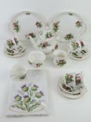 Royal Albert; Highland Thistle pattern tea service, comprising six trios (cup, saucer, side