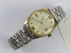 A vintage gentalemans Cyma Navy Star automatic wristwatch with baton hands, subsidiary date aperture