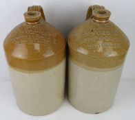 Two salt glazed stoneware jug 'J M Vernon Northampton & Towcester',