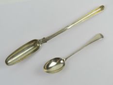 A HM silver marrow scoop hallmarked for London 1834. Together with a HM silver teaspoon also