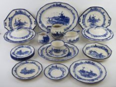A large quantity of Royal Doulton Norfolk pattern blue and white dinner and tea wares inc two lidded