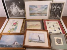 A quantity of assorted prints, watercolours and engravings.