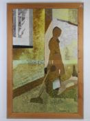 Painting on board 'The Girl' signed D Lublincks (19)71 in plain pine frame. 76 x 48cm.