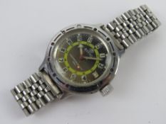 A Vostok Amphibia (Boctok) 200m stainless steel wristwatch having rotating bezel, date aperture